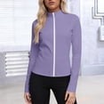 thumbnail image 1 of Fnooota Womens Sun Protection Shirts, Athletic Lightweight Long Sleeve Zip up Hiking Rash Guard Shirts Purple Size 3XL, 1 of 5
