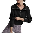 thumbnail image 1 of Fnooota Womens Sweaters, Lightweight V Neck Zipper Long Sleeve Pullover Tops Black Size L, 1 of 5