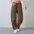 thumbnail image 1 of Fnooota Womens Sweatpants with Pockets, Drawstring Casual Loose Elastic Waist Barrel Leg Pants Brown Size S, 1 of 8