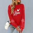 thumbnail image 1 of Fnooota Womens Sweatshirts, Crew Neck Long Sleeve Pullover Graphic Valentine's Day Tops Red Size S, 1 of 6