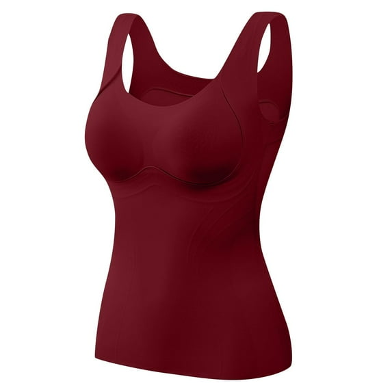 Fnooota Womens Tank Tops, Sleeveless Warm Fall Winter Thermal Tops with Built Red Size 2XL