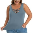 thumbnail image 1 of Fnooota Womens Tank Tops with Built in Bra 2026, Slim Fit Plus Size Summer Casual Padded Camisole Light Blue Size 4XL, 1 of 7