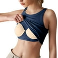 thumbnail image 1 of Fnooota Womens Tank Tops with Built in Bras, Crewneck Slim Fit Stretch Ribbed Workout Tops Undershirts Blue Size XL, 1 of 6