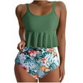thumbnail image 1 of Fnooota Womens Tankini Swimsuits, High Waisted Summer Two Piece Beach Bathing Suits Green Size S-2XL, 1 of 6
