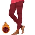 thumbnail image 1 of Fnooota Womens Thermal Leggings, Skinny Winter Elastic Waist Stretch Sleep Pants Wine Size 2XL, 1 of 4