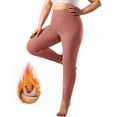 thumbnail image 1 of Fnooota Womens Thermal Leggings, Stretch Winter Elastic Waist Fleece Yoga Pants Pink Size L, 1 of 8