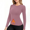 thumbnail image 1 of Fnooota Womens Thermal Tops, Base Layer Long Sleeve Crew Neck Slim Fit Layering Undershirts Pink Size L, 1 of 7