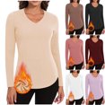 thumbnail image 1 of Fnooota Womens Thermal Tops, Fall Winter Warm Long Sleeve V Neck Fall Winter Underwear Black Size L, 1 of 7