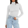 thumbnail image 1 of Fnooota Womens Thermal Tops, Pullover Fall Winter Slim Fit Turtleneck Thermal Undershirts White Size S, 1 of 8