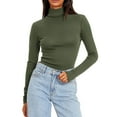 thumbnail image 1 of Fnooota Womens Thermal Tops, Pullover Turtleneck Slim Fit Fall Winter Thermal Undershirts Army Green Size XL, 1 of 8