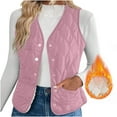 thumbnail image 1 of Fnooota Womens Thermal Vests, Lightweight Warm Sleeveless Buttons Winter Outerwear Pink Size L, 1 of 7