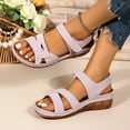 thumbnail image 1 of Fnooota Womens Wedge Sandals, Wide Width Adjustable Ankle Strap Open Toe Comfort Sandals Pink Size 9, 1 of 1