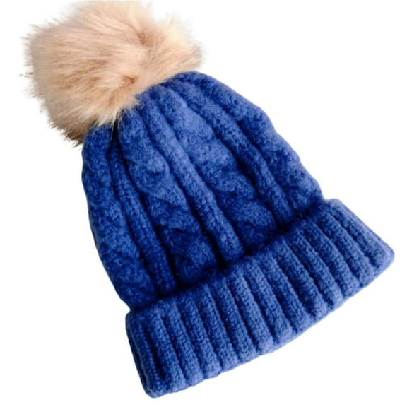 Fnooota Womens Winter Beanies, Windproof Soft Warm Snow Hats for Women Blue Size Free Size