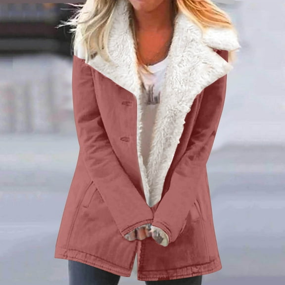 Fnooota Womens Winter Coats, Warm Windproof Long Sleeve Loose Fit Jackets with Pockets Wine Size L