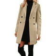 thumbnail image 1 of Fnooota Womens Wool Blend Coats, Double Breasted Mid-length Winter Lapel Collar Peacoats for Women Beige Size M, 1 of 8