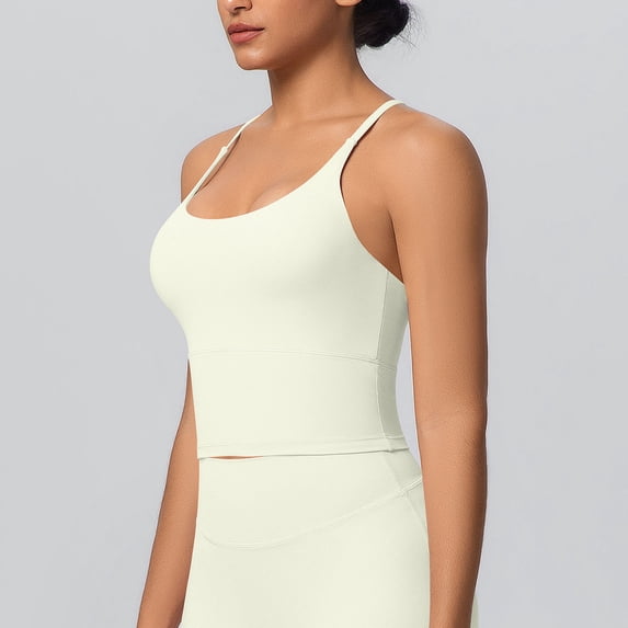 Fnooota Workout Tank Tops for Women, Scoop Neck Sleeveless Racerback Running Yoga Camisole White Size M