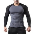 thumbnail image 1 of Fnooota Workout Tops for Men, Athletic Stretch Quick-dry Long Sleeve Activewear Clothing Gray Size M, 1 of 5