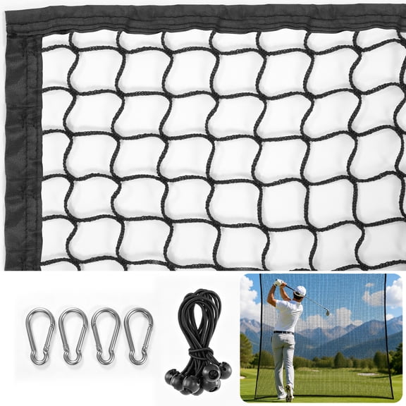 Fnova 11x8ft Golf Simulator Hitting Net with Impact Screen, Golf Net with Noise-Reducing Target Cloth, Heavy-Duty Range Cage for Swing Driving Home Backyard Garage, Golfer Gift for Men Dad Him