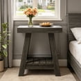 thumbnail image 1 of Fnova 2-Tier Wooden End Table, Farmhouse Narrow Side Table with Storage Shelf, Accent Sofa Table, Nightstand for Living Room, Bedroom, Small Spaces, Entryway, 1 of 17