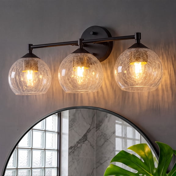 Fnova 3-Light Bathroom Dimmable Vanity Lights Over Mirror, Wall Mounted Lighting for Living Room, E26 Base