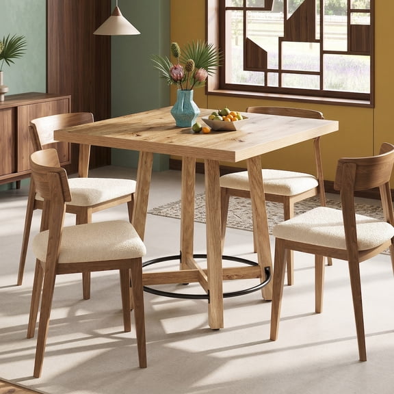 Fnova 31.5" Modern Dining Table for 2-4 People, Square Kitchen Table for Small Space, Kitchen, Dining Room, Brown