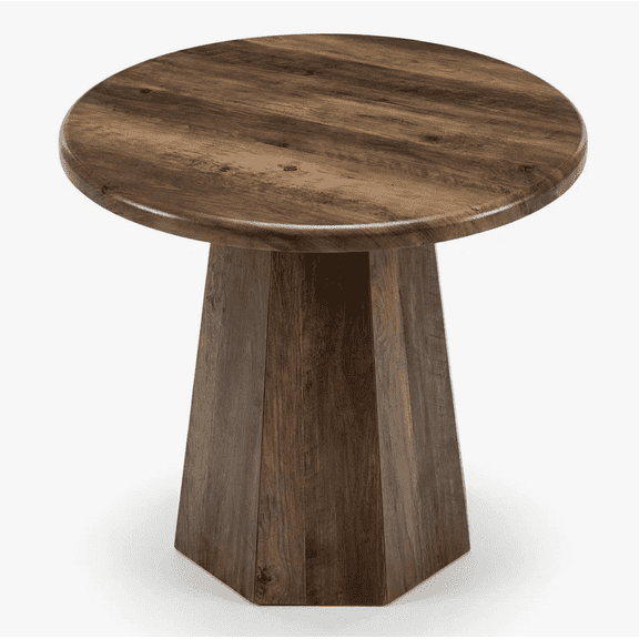 Fnova 31.5" Round Dining Table, Small Farmhouse Wooden Kitchen Table for 2-4, Retro Bistro Table for Apartments, Office, Living Room, Restaurants, Coffee Shop, Bar, Dark Brown