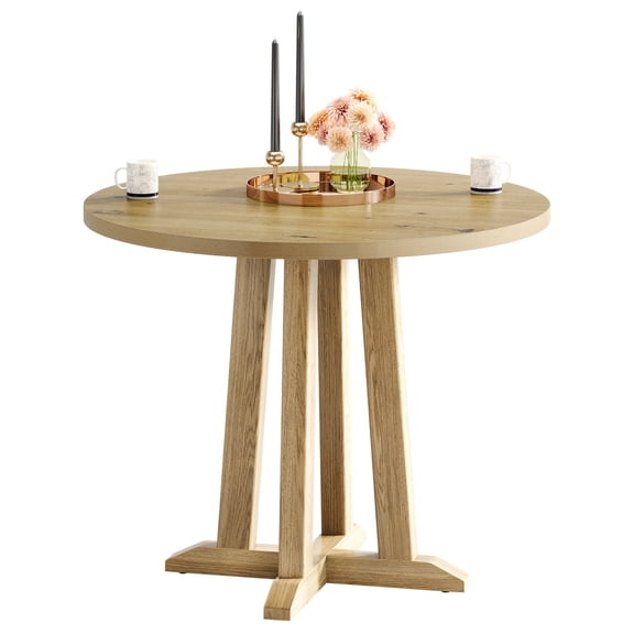 Fnova 31.5" Small Round Dining Table for 2-4 People, Modern Farmhouse Circle Kitchen Table, Space Saving Dinner Table for Dining Room, Kitchen, Apartment, Small Spaces, Breakfast Nook