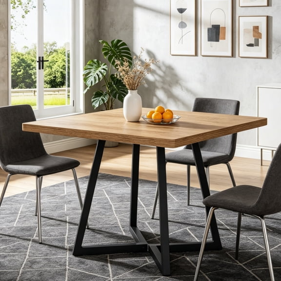 Fnova 31.5" Square Dining Table, Small Kitchen Dinner Table, 2-4 Person Industrial Dining Table, Square Kitchen Table for Dining Room Farmhouse Home Decor Furniture