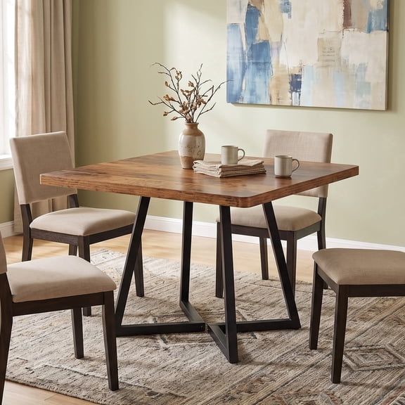 Fnova 31.5" Square Dining Table, Small Kitchen Dinner Table, 2-4 Person Industrial Dining Table, Square Kitchen Table for Dining Room Farmhouse Home Decor Furniture