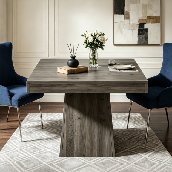 Fnova 31.5" Square Farmhouse Dining Table, Wood Coffee Table for 4 People, Modern Kitchen Table for Dining Room, Gray (Chairs Not Included)
