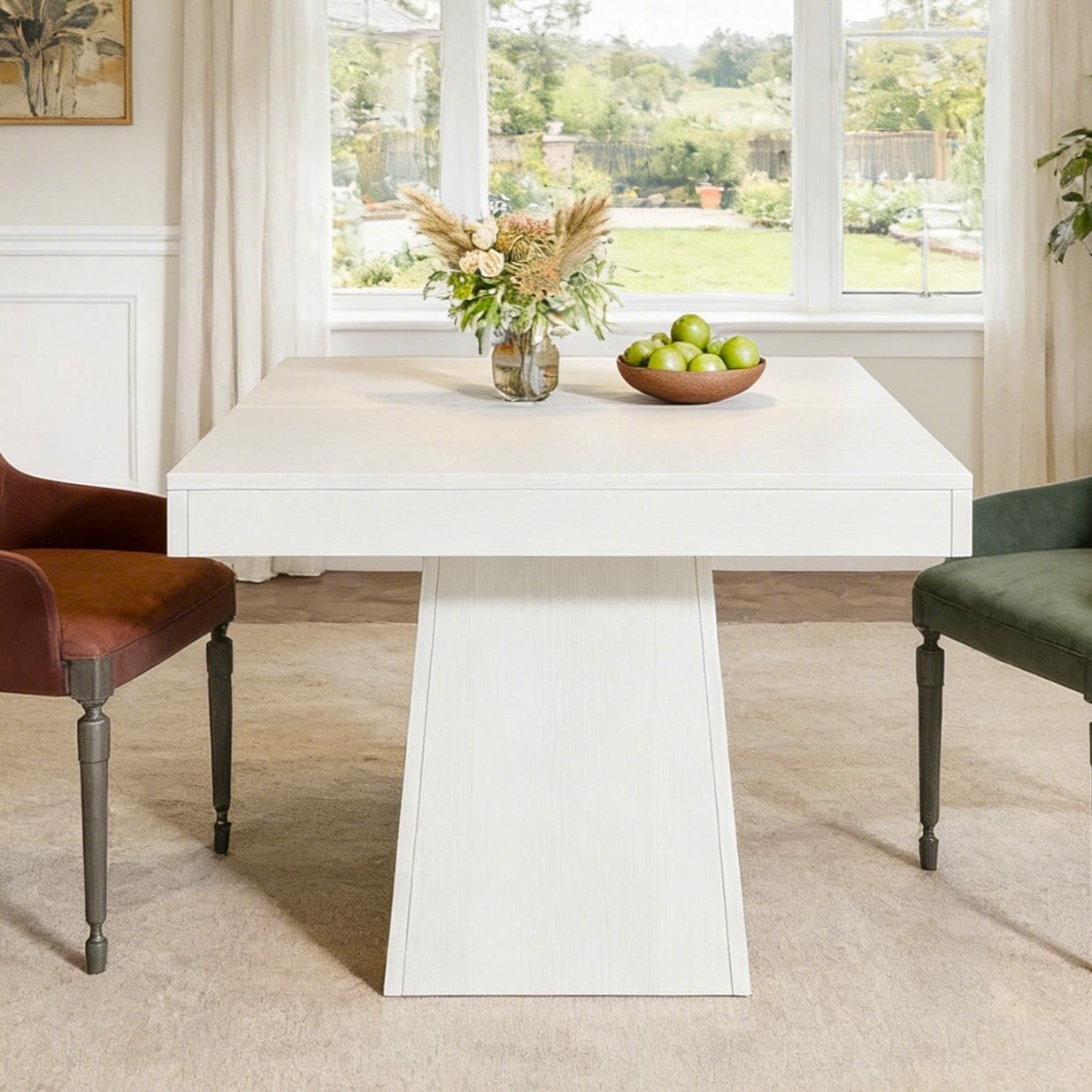 Fnova 31.5" Square Farmhouse Dining Table, Wood Coffee Table for 4 People, Modern Kitchen Table for Dining Room, White (Chairs Not Included)