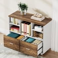 thumbnail image 1 of Fnova 39.4" Mobile Lateral Filing Cabinet with 2 Drawers for Hanging Letter Size Files, Printer Stand with Open Storage Shelves for Home Office, White+Brown, 1 of 6