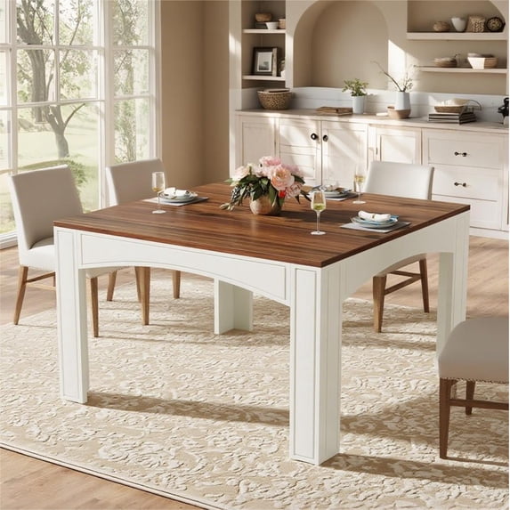 Fnova 39.4" Square Dining Table, Farmhouse Wood Kitchen Table Dinner Table, Seats 4 for Dining Room & Kitchen, Living Room