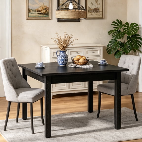 Fnova 39.4" Square Farmhouse Dining Table, 4-Seater Wood Coffee Table, Modern Kitchen Table with Solid Wood Legs, for Dining Room(Chairs Not Included)