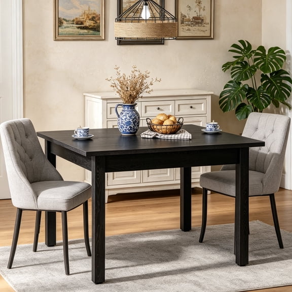 Fnova 39.4" Square Farmhouse Dining Table, 4-Seater Wood Coffee Table, Modern Kitchen Table with Solid Wood Legs, for Dining Room(Chairs Not Included)
