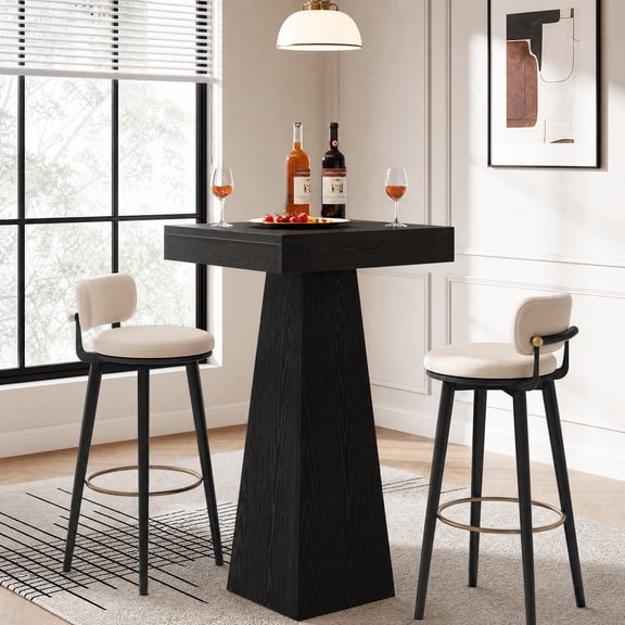 Fnova 40" Square Pub Table, Tall High Bistro Bar Table for Home Bar, Farmhouse High Top Unit for Kitchen, Black