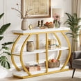 thumbnail image 1 of Fnova 41.3" Industrial Console Table, 3-Tier Entryway Table with Arched Metal Frame, Storage Shelves, Easy Assembly, for Living Room, Hallway, 1 of 15