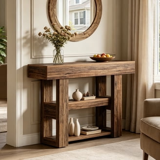 Steve Silver Company Slate Inlay Sofa Table, Brown Cherry Wood, 30