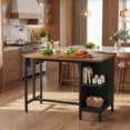 thumbnail image 1 of Fnova 43" Kitchen Prep Table with Storage, Butcher Block Island with Large Worktop, Bar Table for Bistro, Rustic Brown (Stools Not Included), 1 of 9