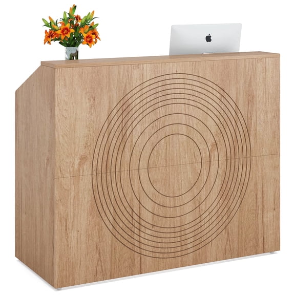 Fnova 46.46" Reception Desk, Cable Grommet Office Front Desk for Small Business Office, Salon Front Desk, Retail Counter & Commercial Space