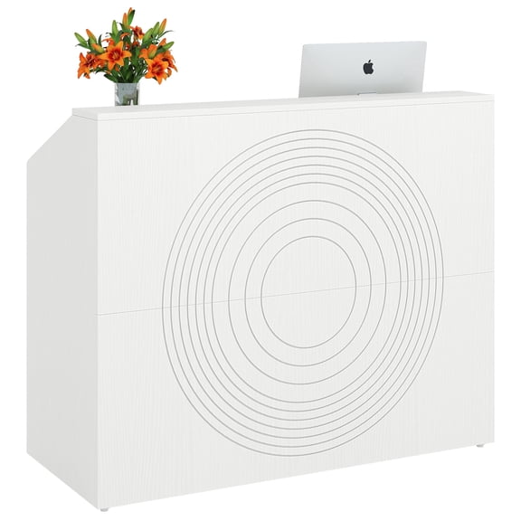 Fnova 47.24" Reception Desk, Cable Grommet Office Front Desk for Small Business Office, Salon Front Desk, Retail Counter & Commercial Space