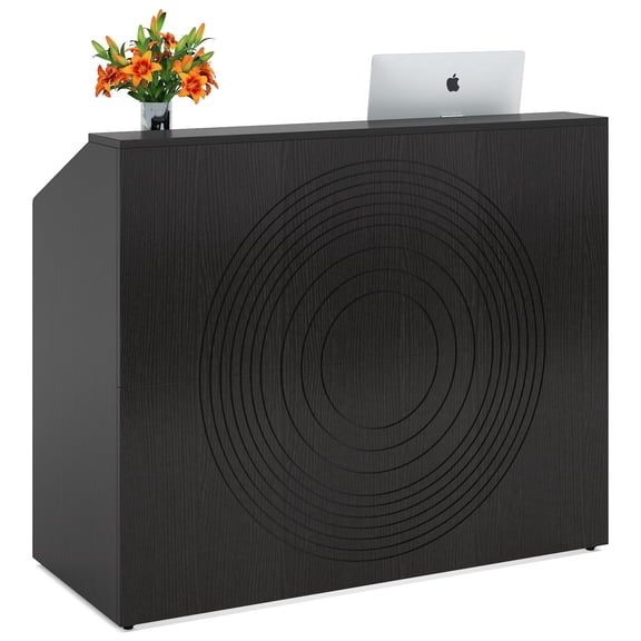 Fnova 47.24" Reception Desk, Cable Grommet Office Front Desk for Small Business Office, Salon Front Desk, Retail Counter & Commercial Space