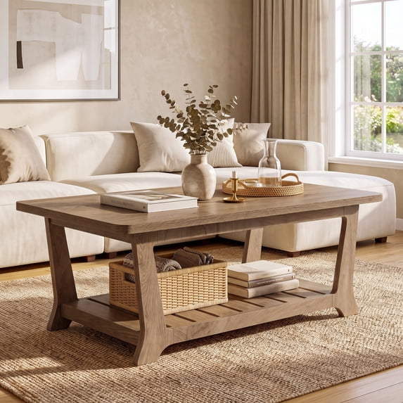 Rectangular Table Frame Fnova 47.24‑Inch Rectangular Coffee Table, Open‑Frame Leg Design with ...