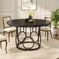 thumbnail image 1 of Fnova 47.24" Modern Round Dining Table for 4 with Wood Tabletop, Kitchen Table for Dining Room, Black, 1 of 11