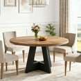 thumbnail image 1 of Fnova 47" Coffee Table, Round Dining Table for 4 People, Modern Farmhouse Wooden Kitchen Table, Living Room, Black Brown (Chairs Not Included), 1 of 20