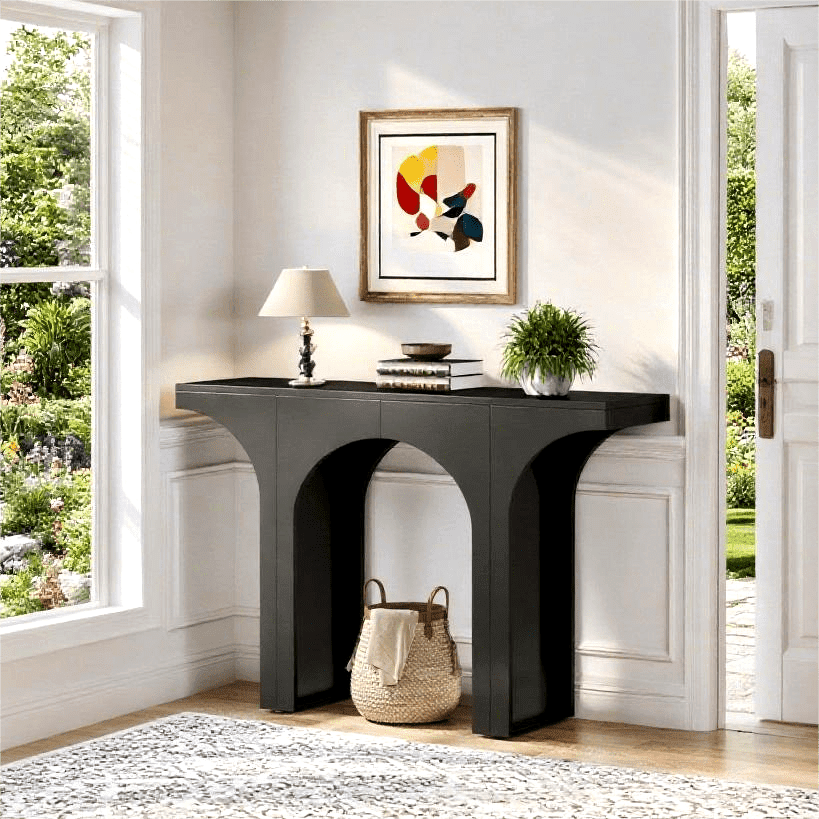 Fnova 47" Modern Console Table with Arched Design, Narrow Sofa Table for Entryway, Hallway, Living Room, Foyer Accent Table, Easy Assembly