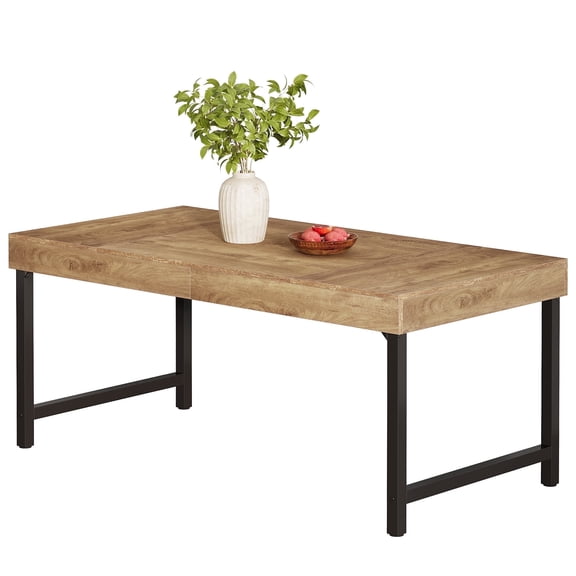Fnova 55.12" Dining Table, 3.94" Thick Board Metal Frame Modern Dining Table for Kitchen, Living Room, Home, Family Gatherings & Daily Use