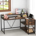 thumbnail image 1 of Fnova 55" Desk with Drawer, Modern Reversible L Shaped Table, Corner Computer Desk with Storage Shelves and Monitor Stand for Home Office, 1 of 16