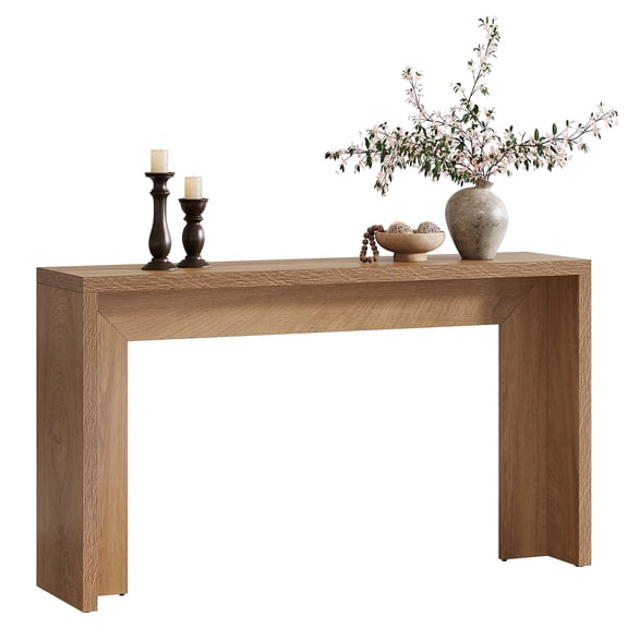 Fnova 55" Farmhouse Console Table, Wooden Entryway Table with Storage, Narrow Sofa Table for Living Room, Entryway, Hallway