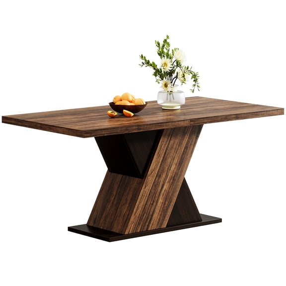 Fnova 55" Farmhouse Dining Table for 4-6 People, Rustic Rectangle Wooden Kitchen Table, Modern Dinner Table for Dining Room, Kitchen, Small Spaces, Apartment, Breakfast Nook